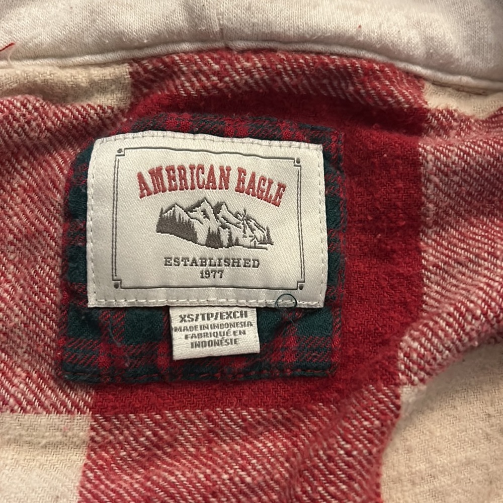 American eagle hooded flannel cropped xs - Picture 3 of 5